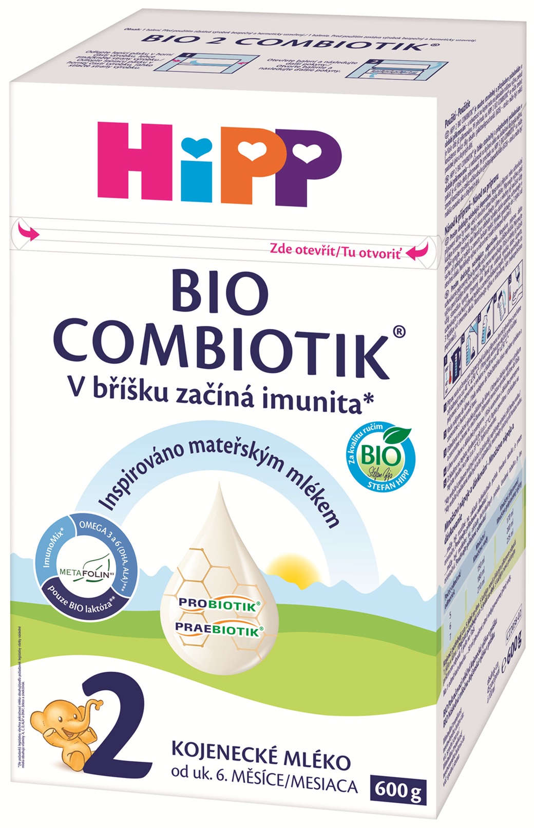 Fotografie HIPP 2 BIO Combiotik Pokračovací mléčná kojenecká výživa 600 g