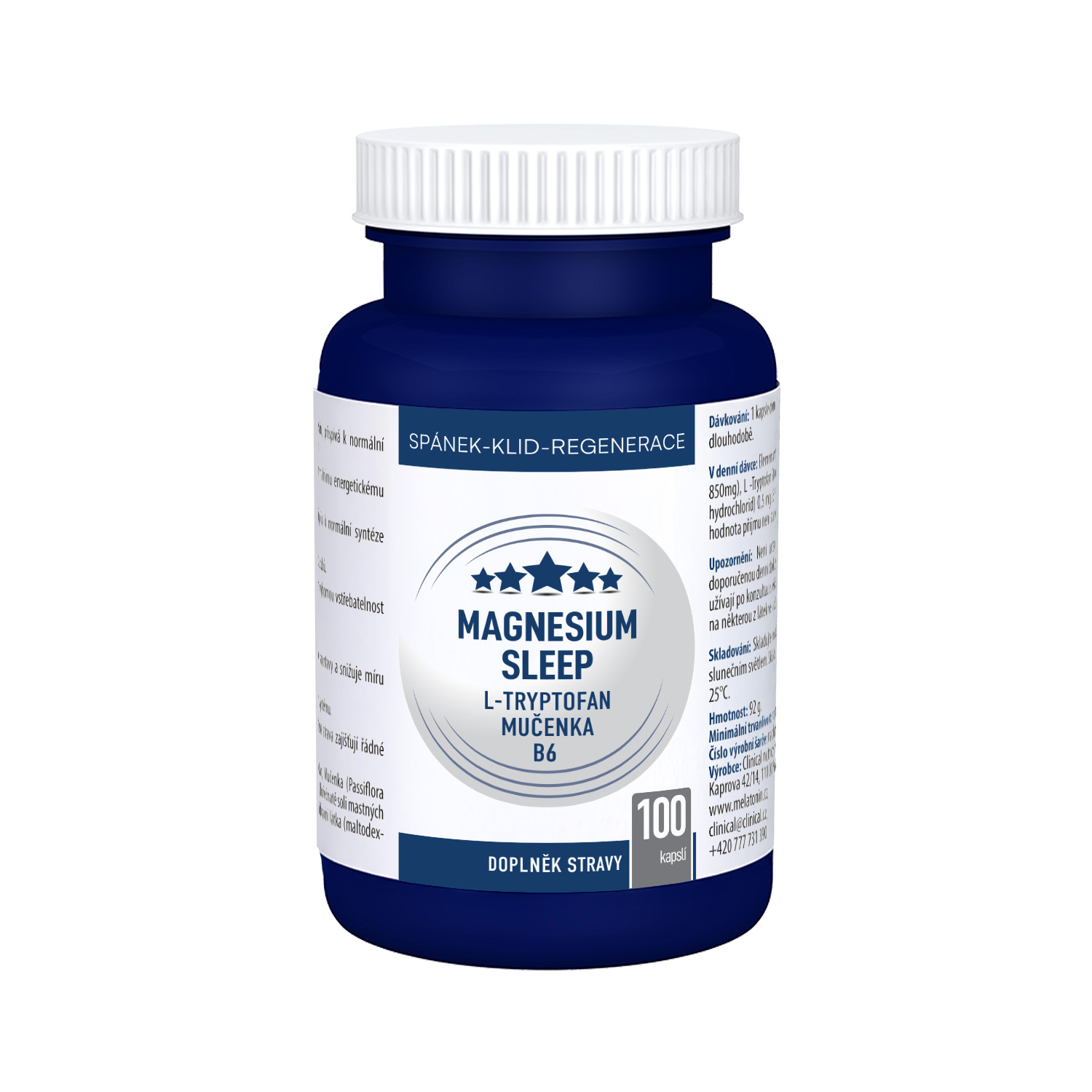 CLINICAL Magnesium Sleep L-Tryptofan + Mučenka + B6, 100 kapslí