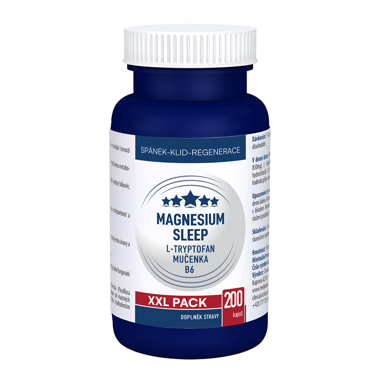 CLINICAL Magnesium Sleep L-Tryptofan + Mučenka + B6 - XXL pack 200 kapslí