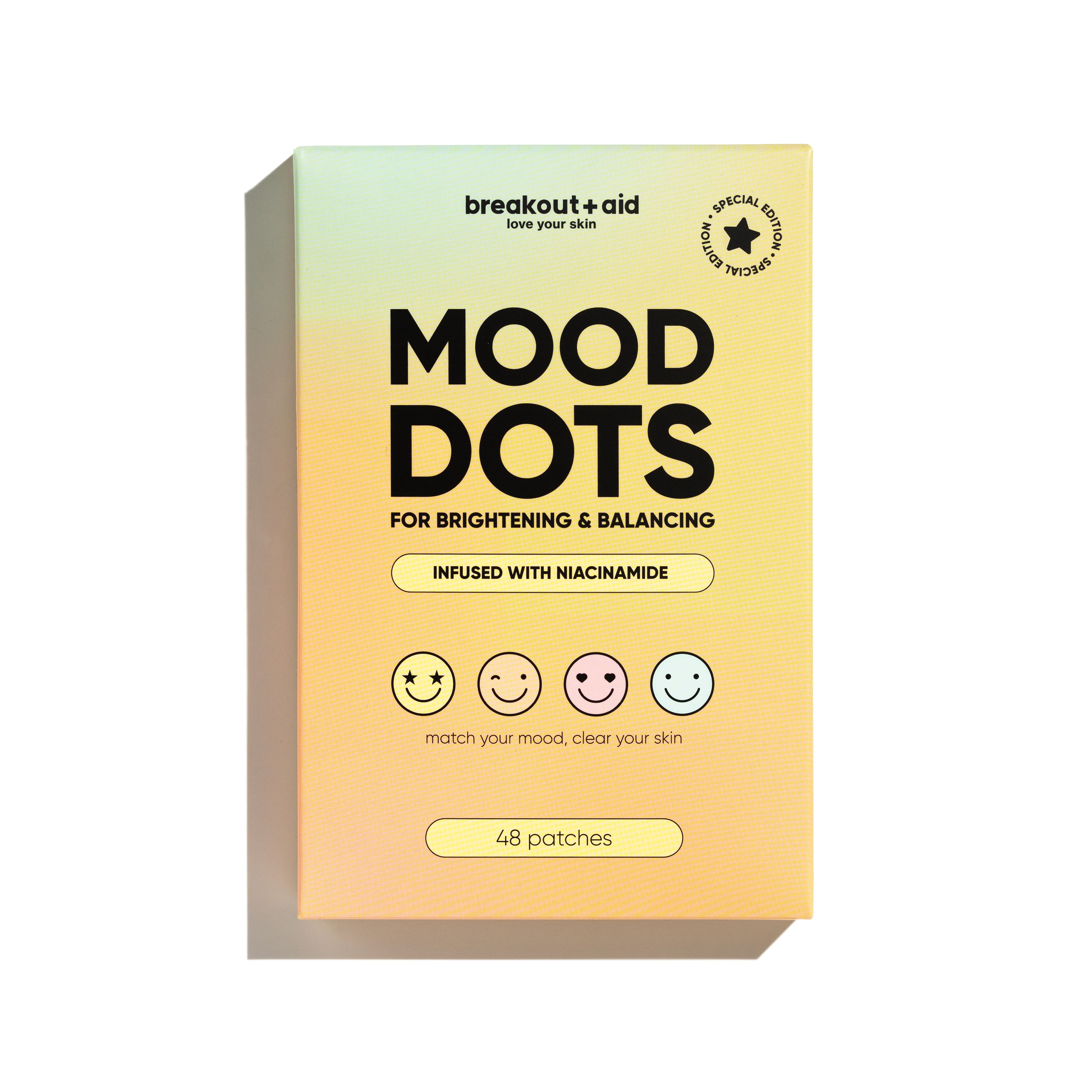 Fotografie BREAKOUT+AID Náplasti na lokální ošetření akné s niacinamidem MOOD DOTS 48 ks