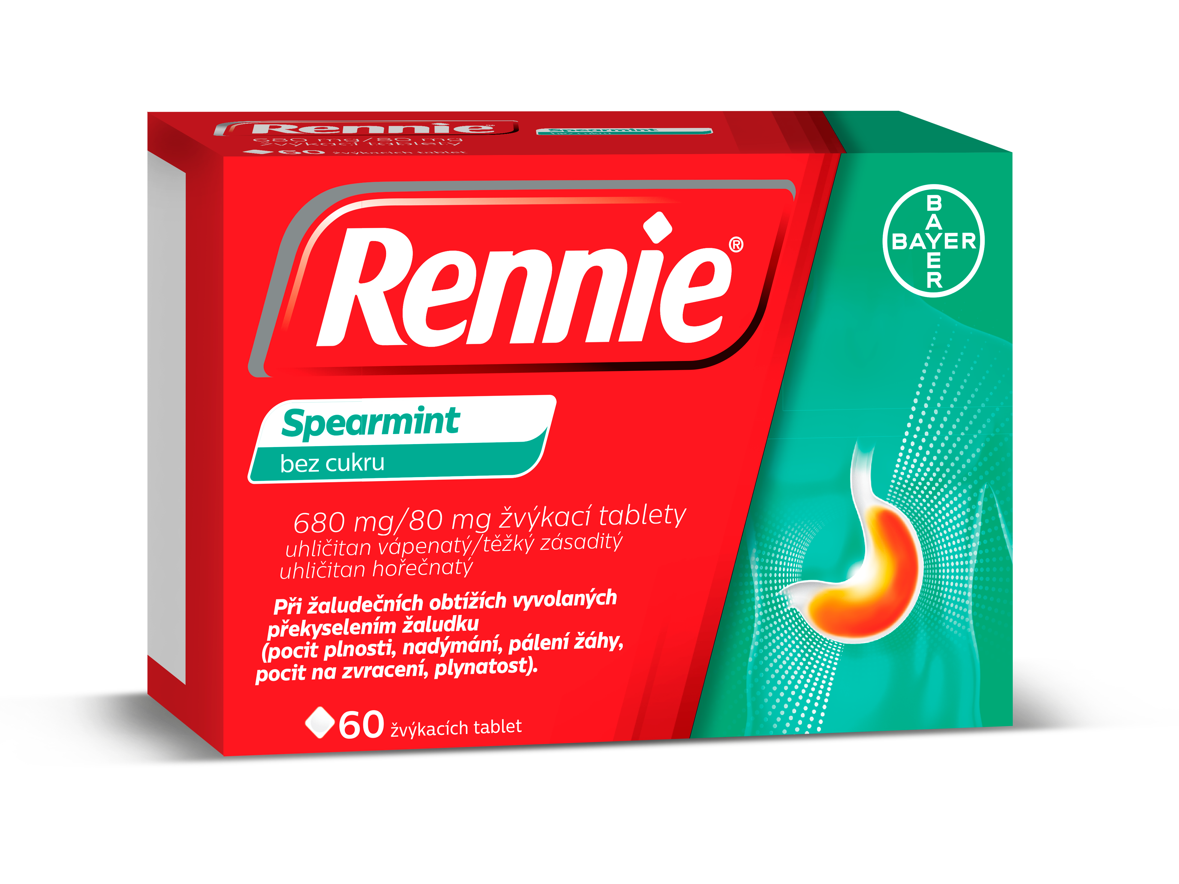RENNIE Spearmint bez cukru 60 tablet
