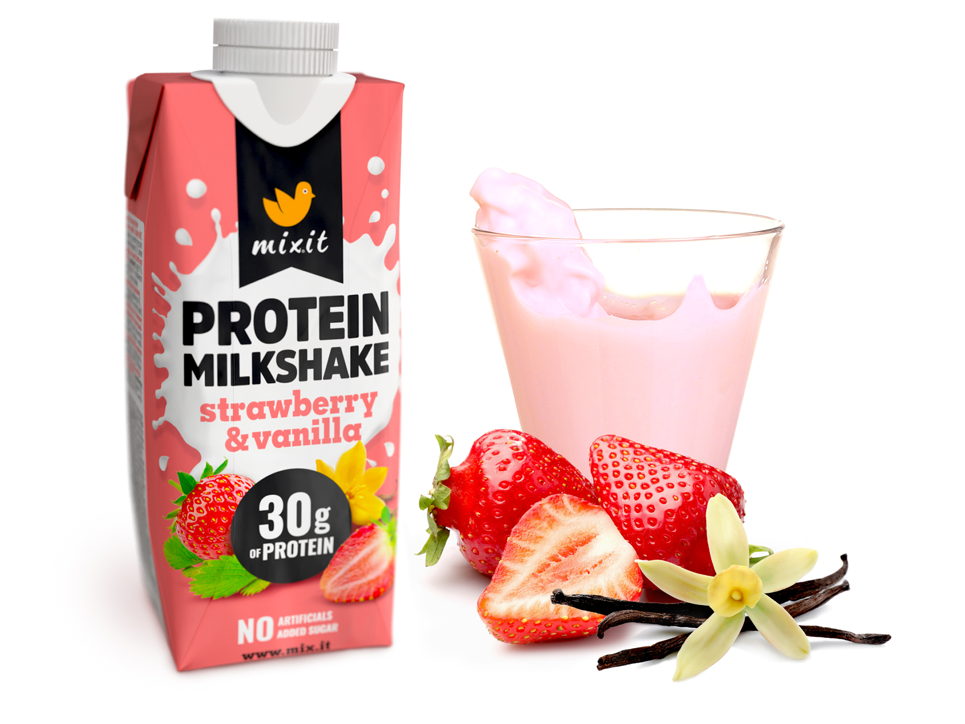 MIXIT Proteinový milkshake - Jahoda & vanilka 330 ml