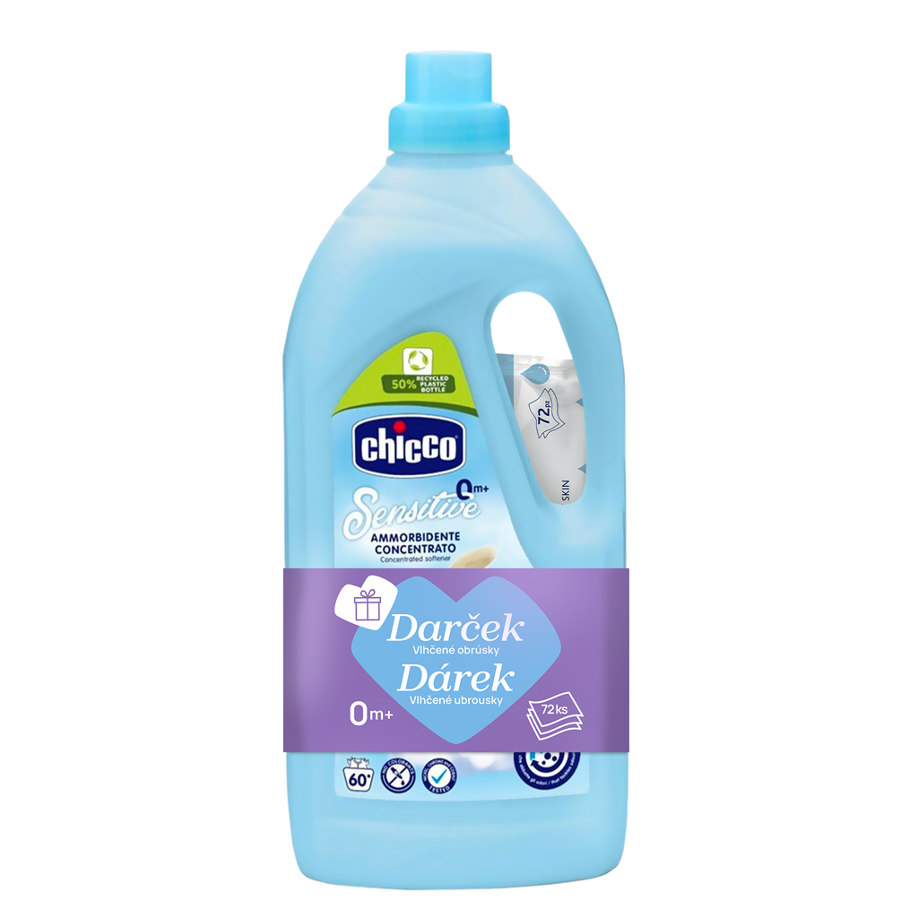 CHICCO Aviváž koncentrovaná Baby Sensitive Sladký pudr + vlhčené ubrousky zdarma 1 x 1500 ml