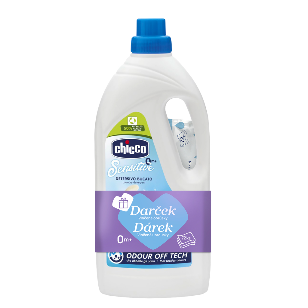 CHICCO Prací gel Baby Sensitive + vlhčené ubrousky zdarma