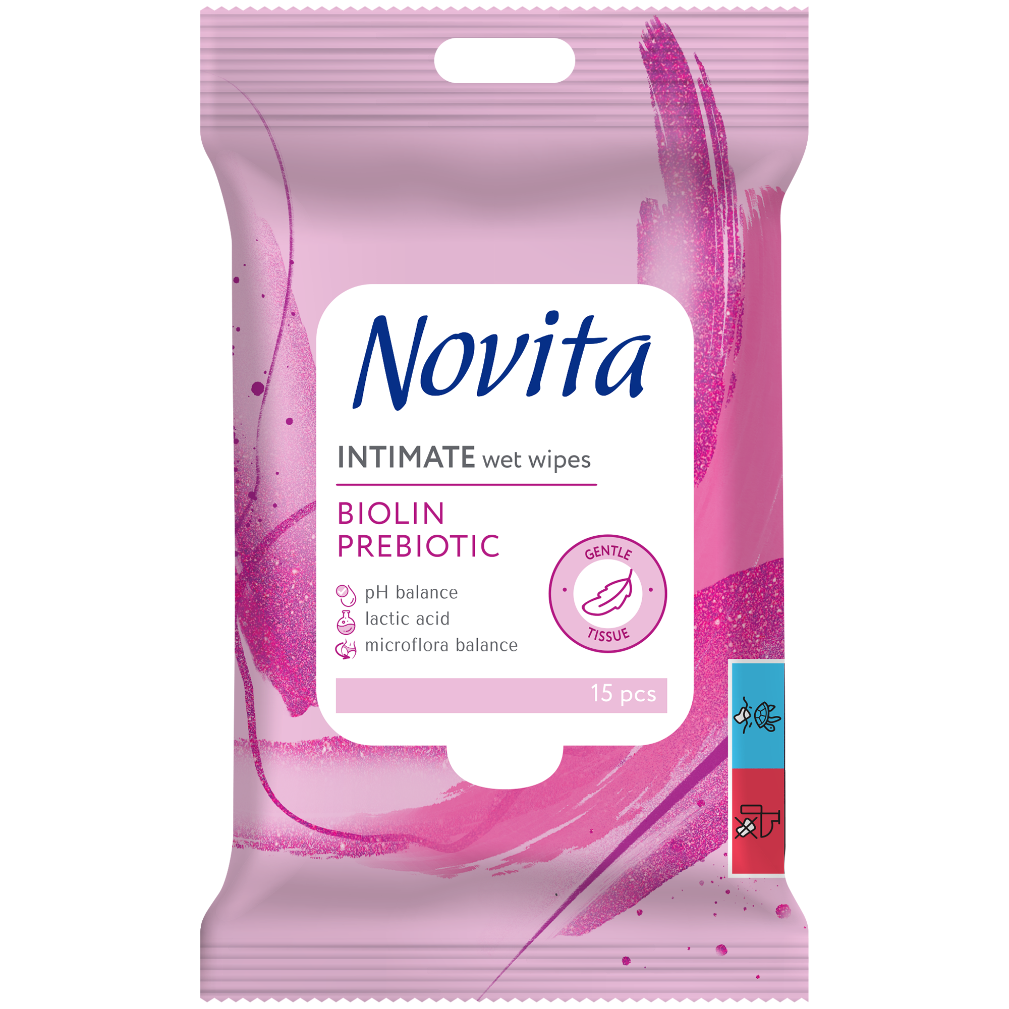 Fotografie NOVITA Biolin Prebiotic Vlhčené ubrousky na intimní hygienu