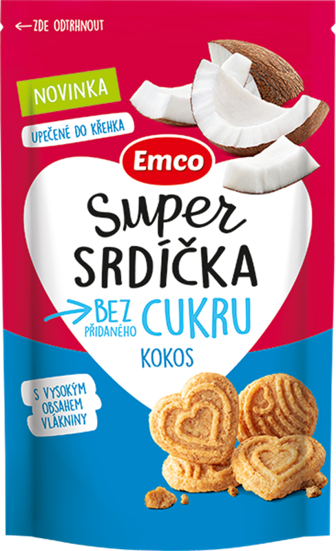 Fotografie EMCO Super srdíčka kokos 140 g