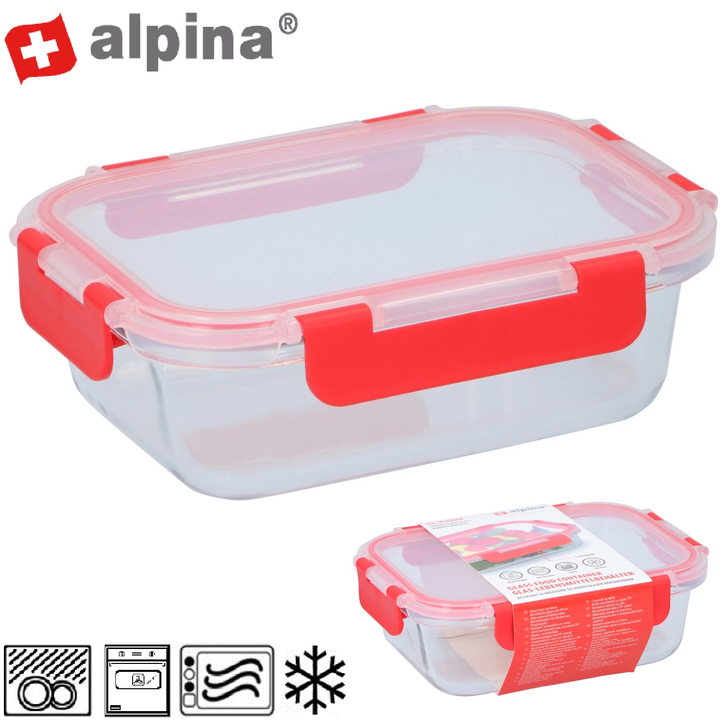 ALPINA Skleněná zapékací mísa s víkem 1.5 l
