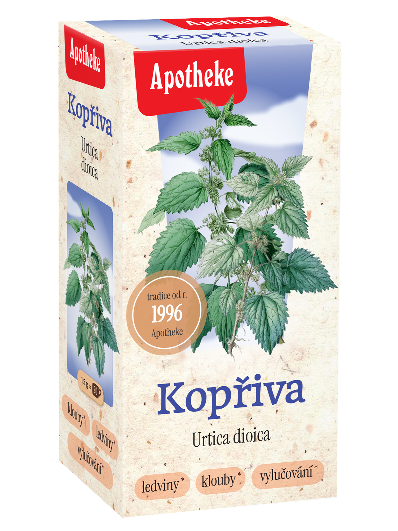 Fotografie Apotheke Kopřiva dvoudomá čaj 20 x 1.5 g