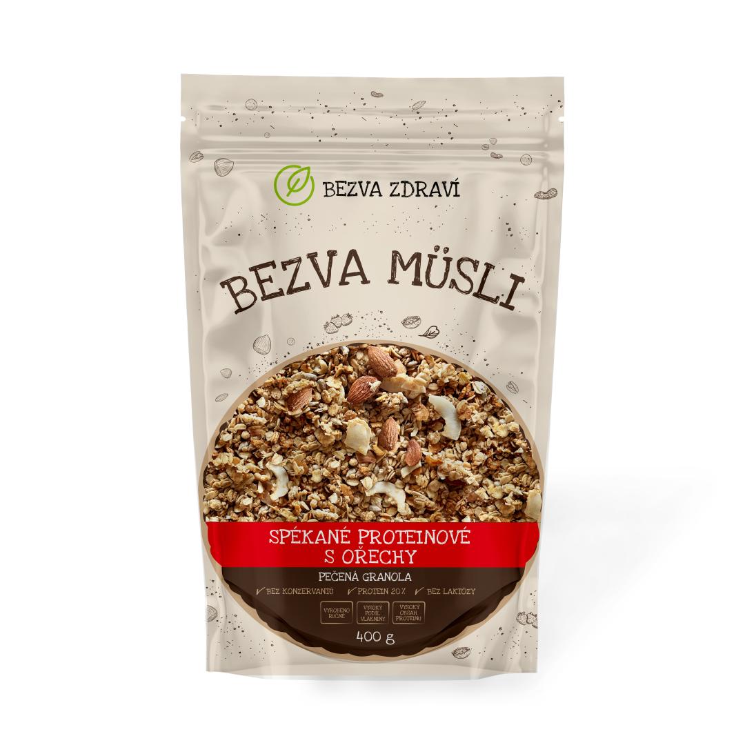 BEZVA MÜSLI Spékané proteinové s ořechy 400 g