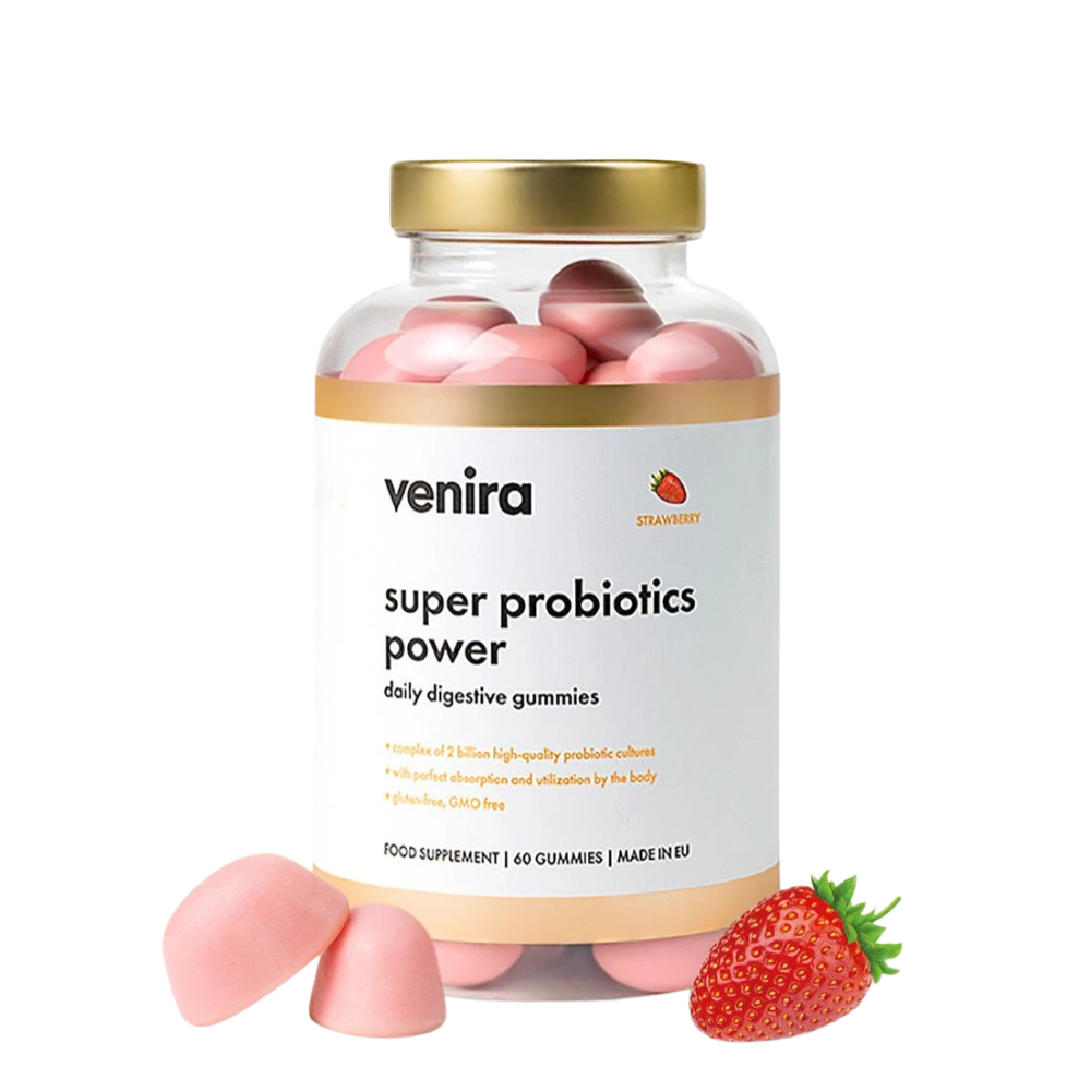 VENIRA super probiotics power - medvídci na zlepšení trávení jahoda 60 ks