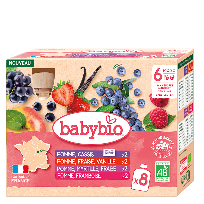 PB BABYBIO multipack 8 kapsiček mix druhů jahoda, borůvka, malina, černý rybíz 8x90 g - Poškozený Pilulka.cz